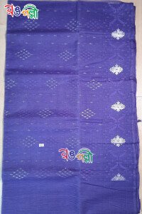 Lavender Color Body With Silver Lace Dhakai Jamdani Saree With Blouse Piece