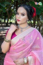Baby Pink with Golden Color New Halfsilk Saree with Running Blouse Piece