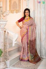 New Vegetable Dye with Milk Shake and Pink Blue Multi Color Saree With Blouse Piece