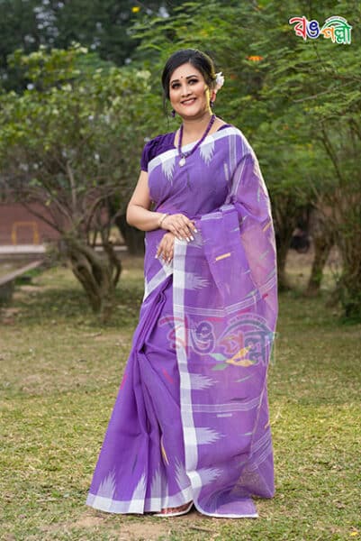 Stunning Soft Purple and White Monipuri Saree