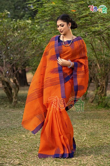 Vibrant Orange and Purple Color Monipuri Saree