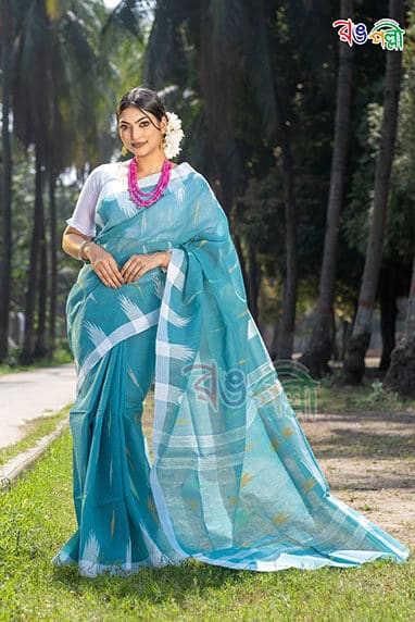 Estern Blue with White Color Monipuri Saree